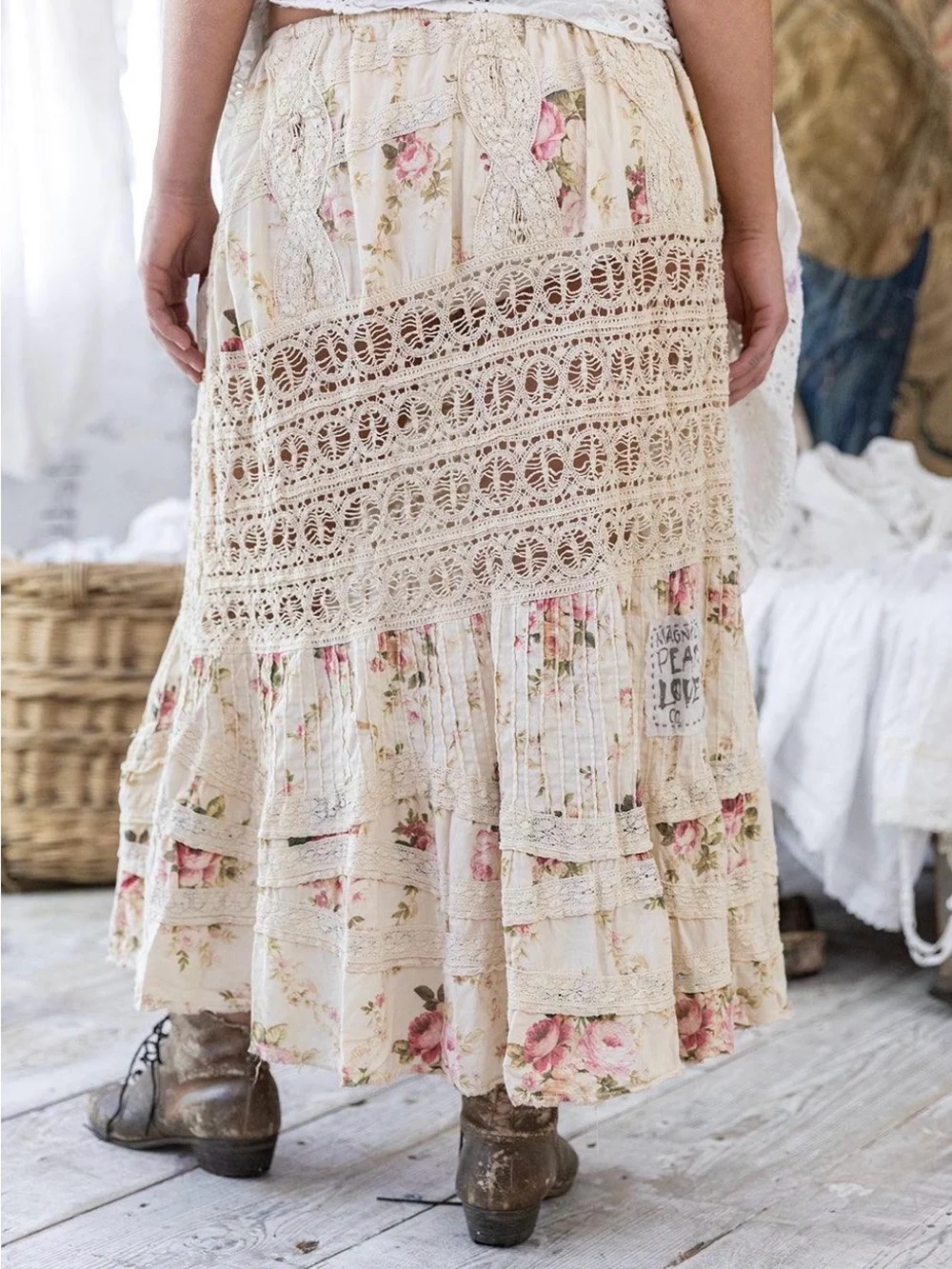 Magnolia Pearl Cream Floral Maxi Skirt Ada Lovelace Skirt